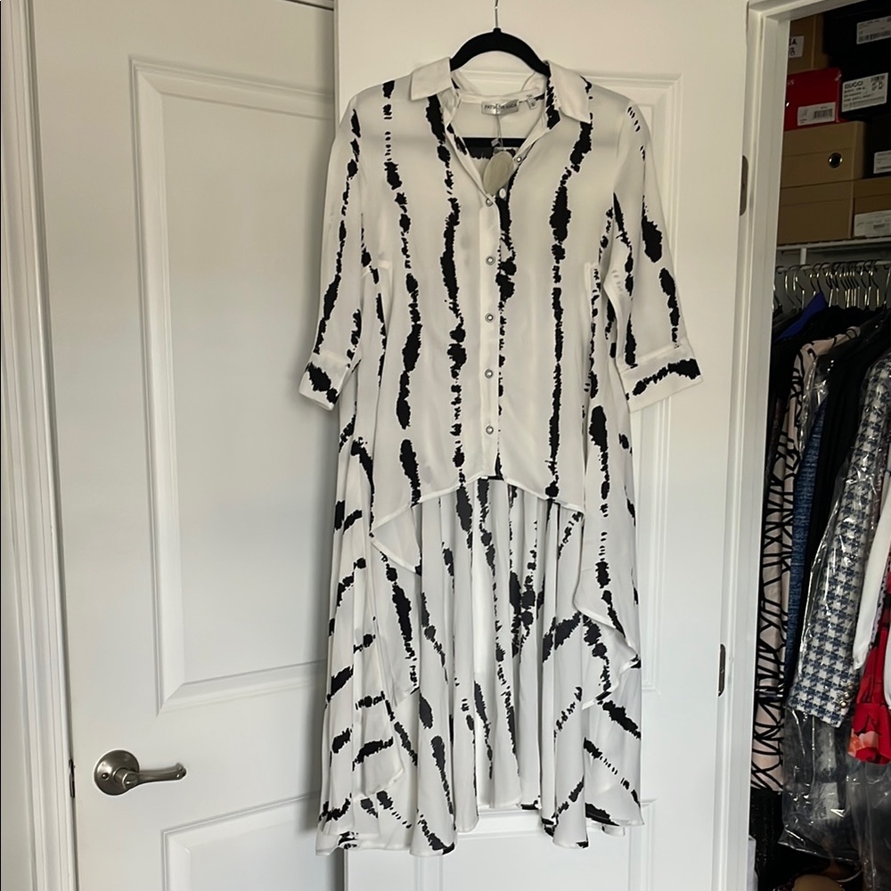 Black and White Striped Women's Blouse